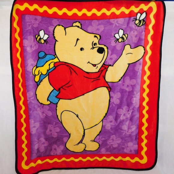 Nemcor Other - VTG Disney Winnie the Pooh Bees Honey Pot Red Purple Fleece Blanket 42" x 50"